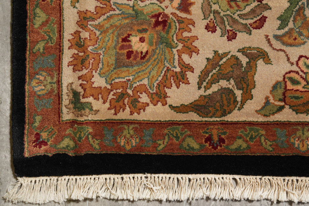9 x 12 Quality Black Lustrous Dense Wool Hand-Knotted Jaipur Rug #PIX-5237