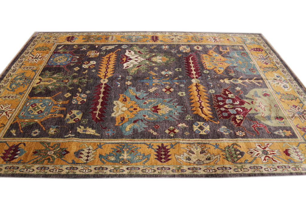 9.8 x 13.4 New Oushak Rug Handmade India  Purple Blue Orange #F-4274