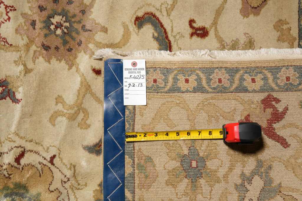 9.2 x 13 New Peshawar Carpet Beige Green #F-4275