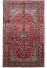 Load image into Gallery viewer, A traditional oriental area rug with a rich red field, intricate floral motifs, and a detailed multi-colored border, shown flat against a white background.