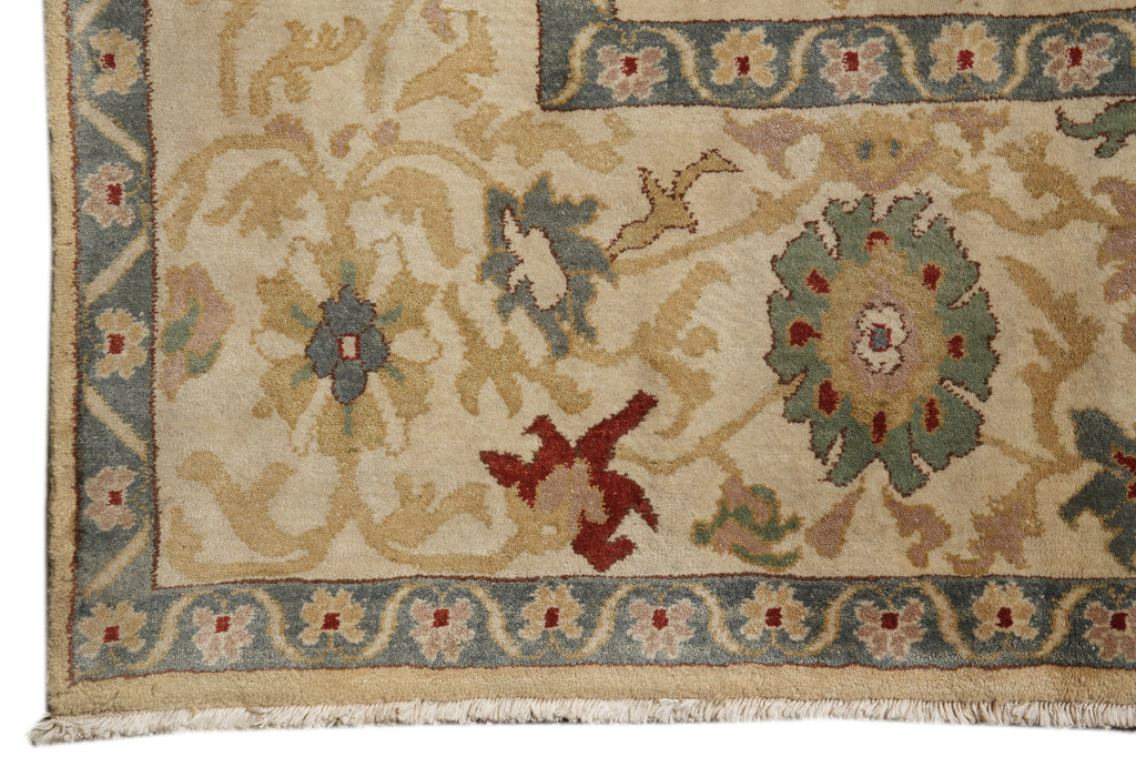 9.2 x 13 New Peshawar Carpet Beige Green #F-4275
