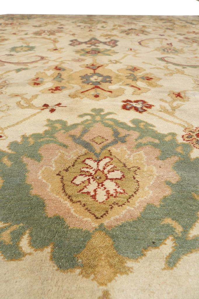 9.2 x 13 New Peshawar Carpet Beige Green #F-4275