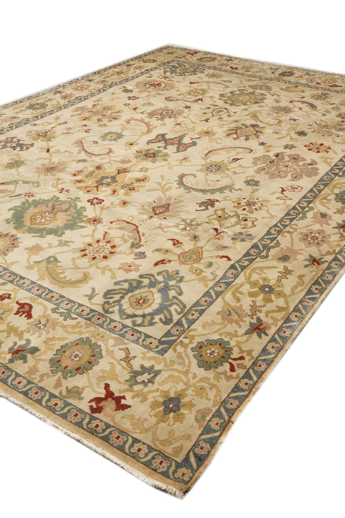 9.2 x 13 New Peshawar Carpet Beige Green #F-4275