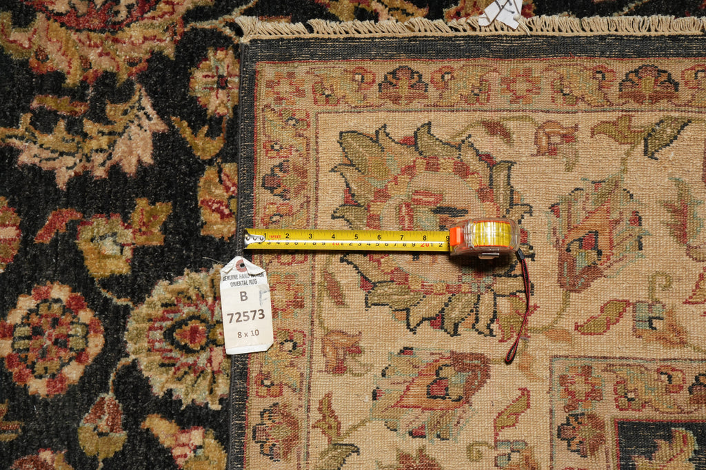 8 x 10 Charcoal Black Natural Wool Hand-Knotted Agra Rug - view 15