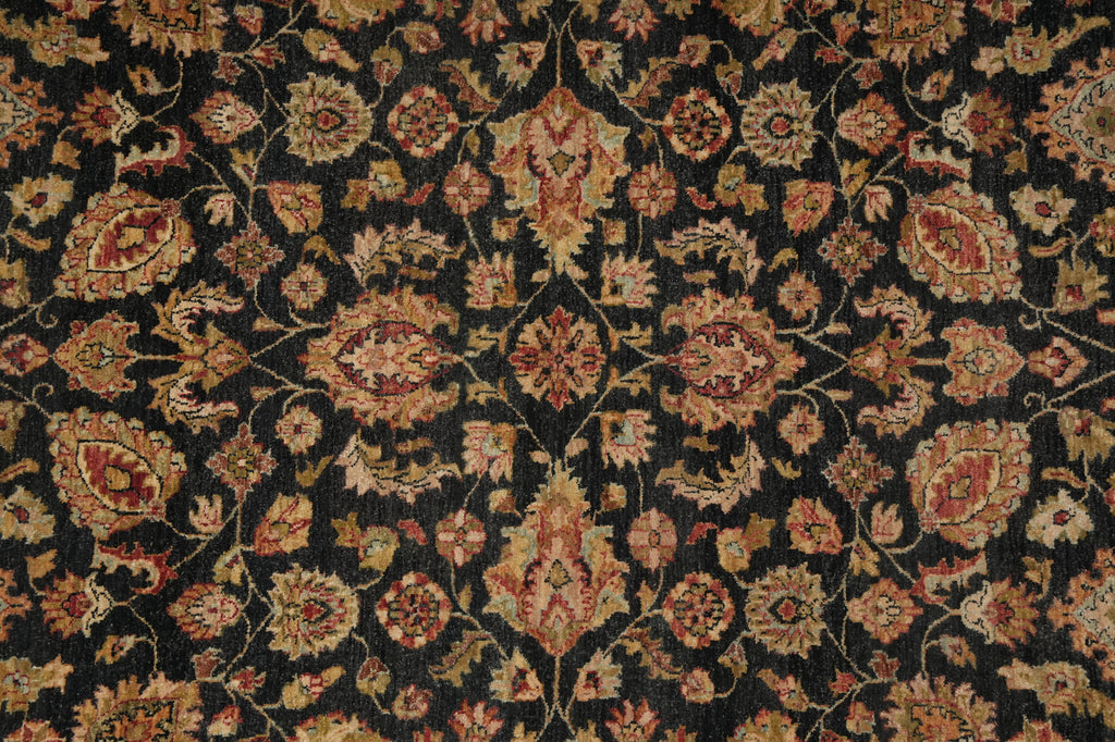 8 x 10 Charcoal Black Natural Wool Hand-Knotted Agra Rug - view 7