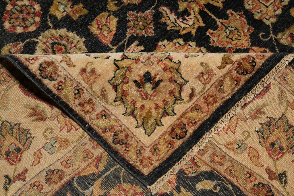 8 x 10 Charcoal Black Natural Wool Hand-Knotted Agra Rug - view 12