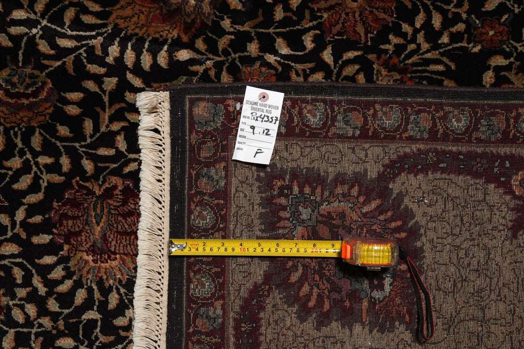 9 x 12  Lustorus Black Wool Quality Jaipur Handmade Rug  #PIX-4357