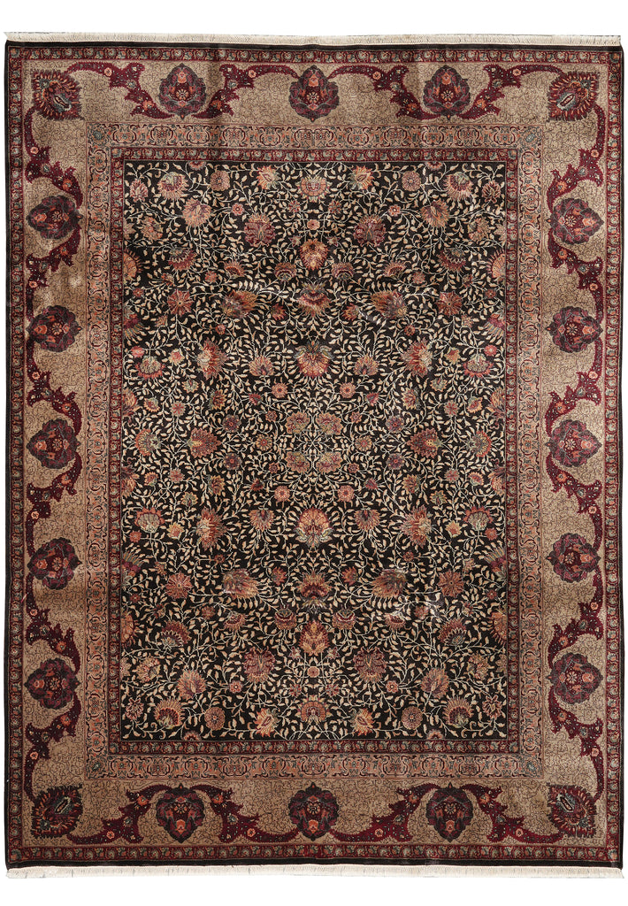 9 x 12  Lustorus Black Wool Quality Jaipur Handmade Rug