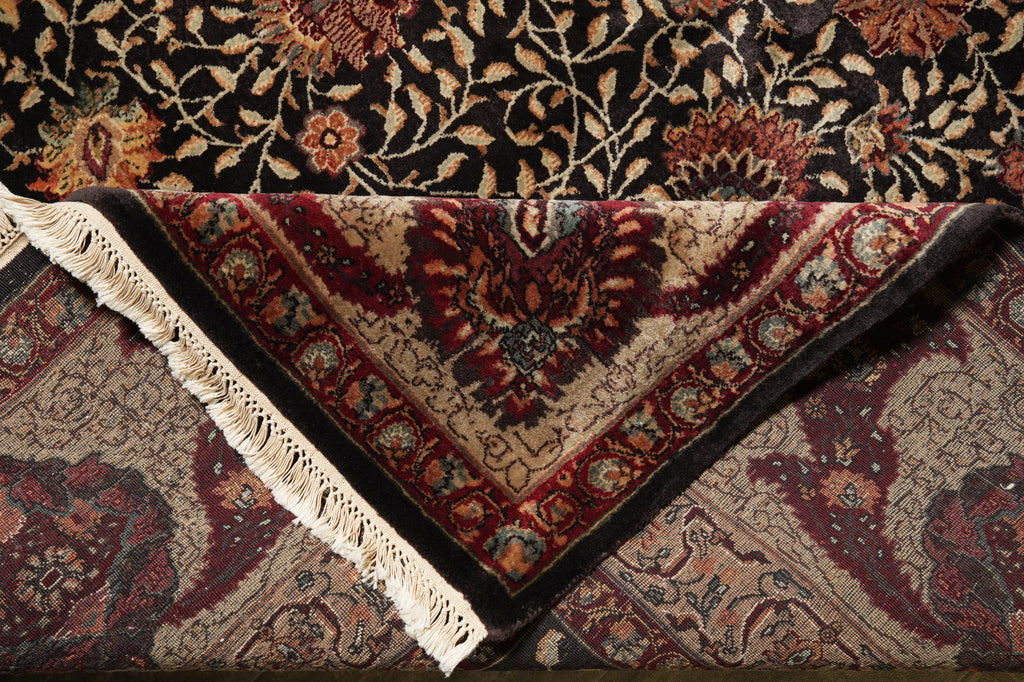9 x 12  Lustorus Black Wool Quality Jaipur Handmade Rug  #PIX-4357