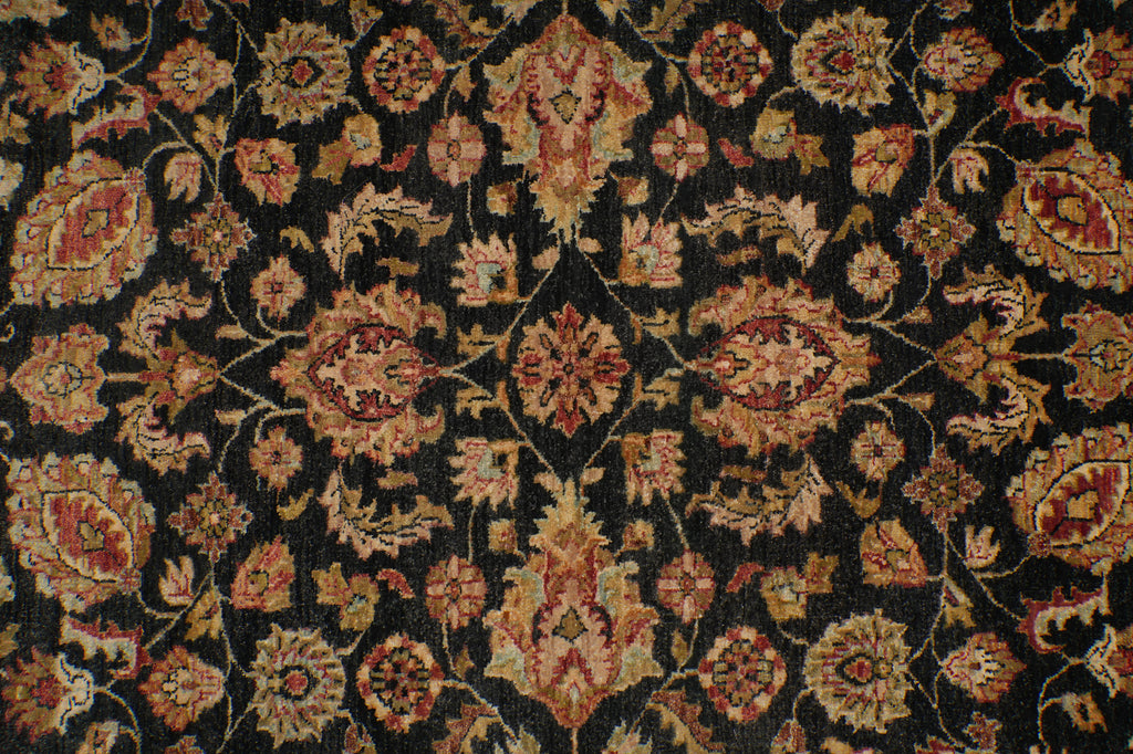 8 x 10 Charcoal Black Natural Wool Hand-Knotted Agra Rug - view 8