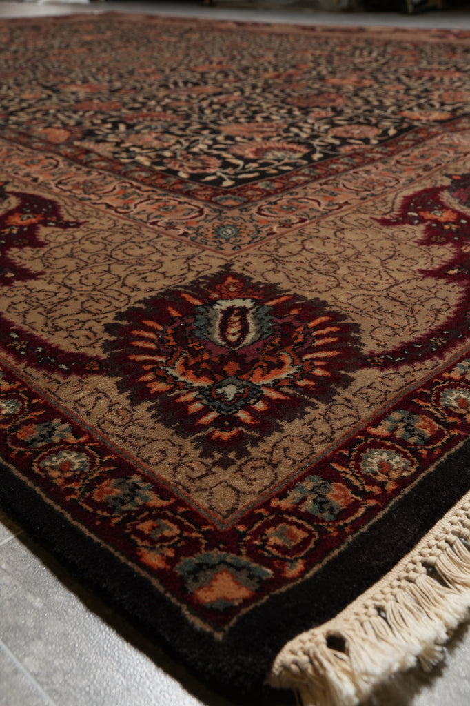 9 x 12  Lustorus Black Wool Quality Jaipur Handmade Rug  #PIX-4357