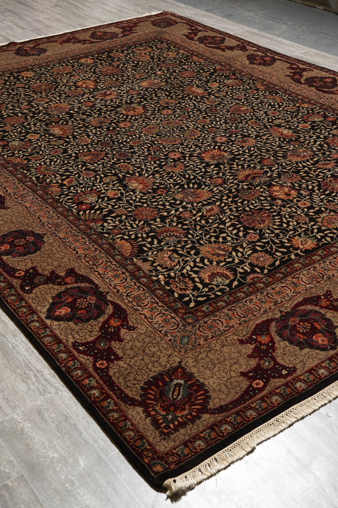 9 x 12  Lustorus Black Wool Quality Jaipur Handmade Rug  #PIX-4357