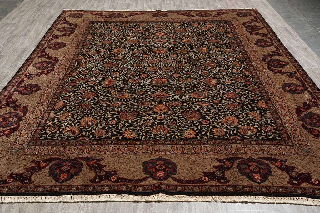 9 x 12  Lustorus Black Wool Quality Jaipur Handmade Rug  #PIX-4357