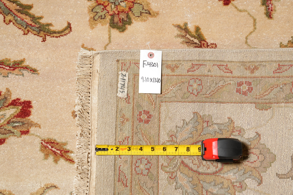9.10 x 13.10 Ivory Beige Hand-Knotted Pakistan Rug #F-4301