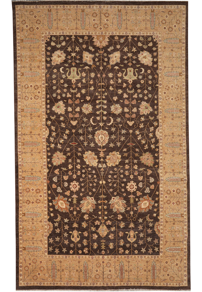 9 x 15.9 Hand-Knotted Wool Rug – Sultanabad Design in Brown & Beige (#PIX-12962)