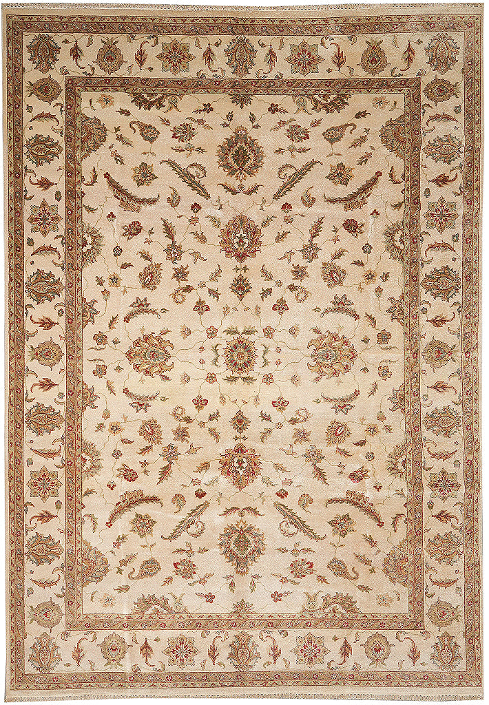 9.10 x 13.10 Ivory Beige Hand-Knotted Pakistan Rug #F-4301