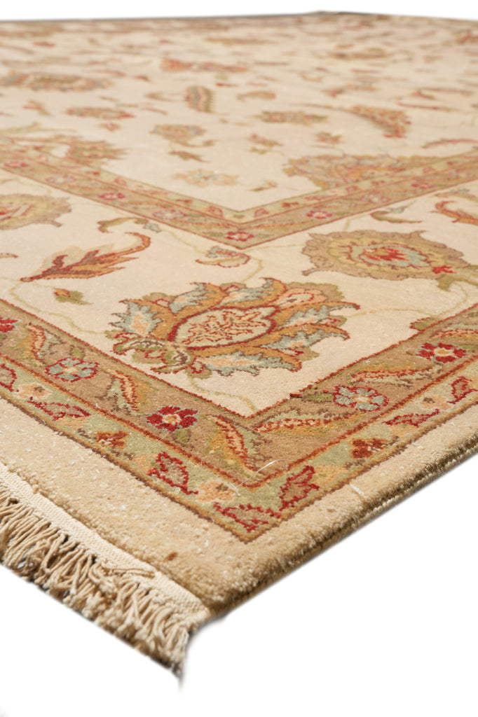 9.10 x 13.10 Ivory Beige Hand-Knotted Pakistan Rug #F-4301