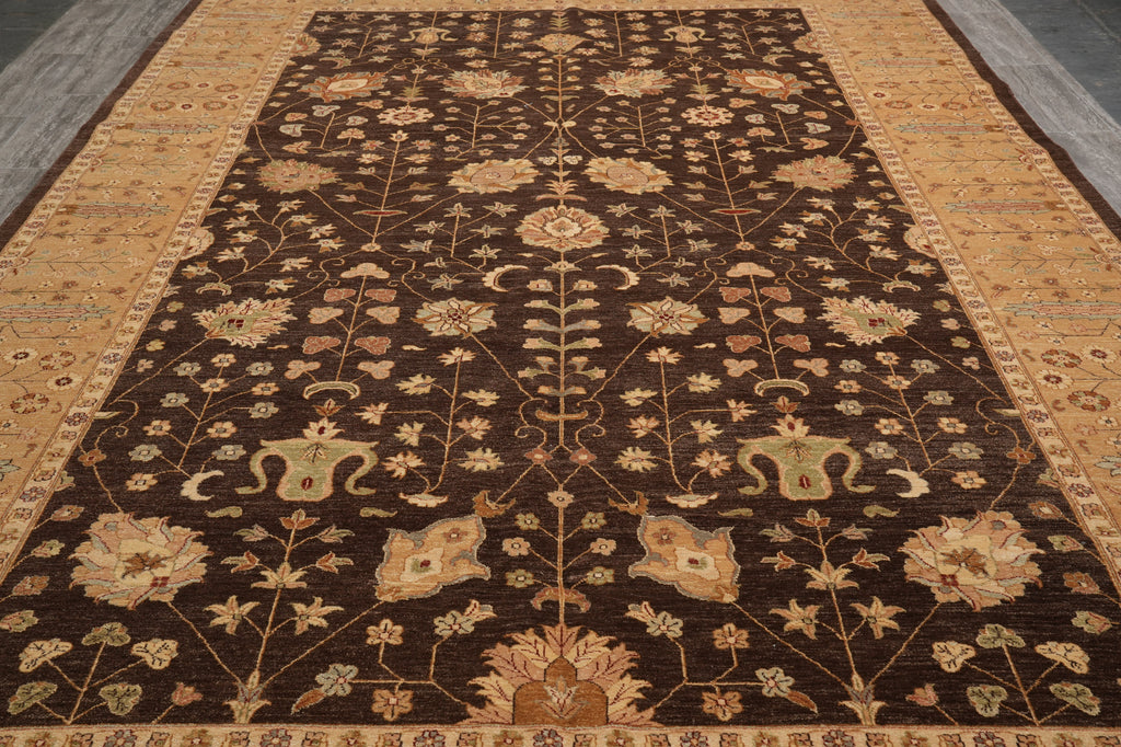 9 x 15.9 Hand-Knotted Wool Rug – Sultanabad Design in Brown & Beige (#PIX-12962)