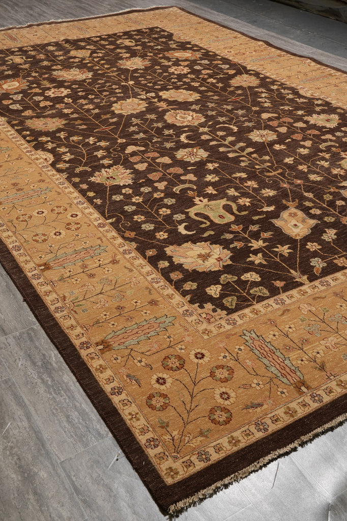9 x 15.9 Hand-Knotted Wool Rug – Sultanabad Design in Brown & Beige (#PIX-12962)