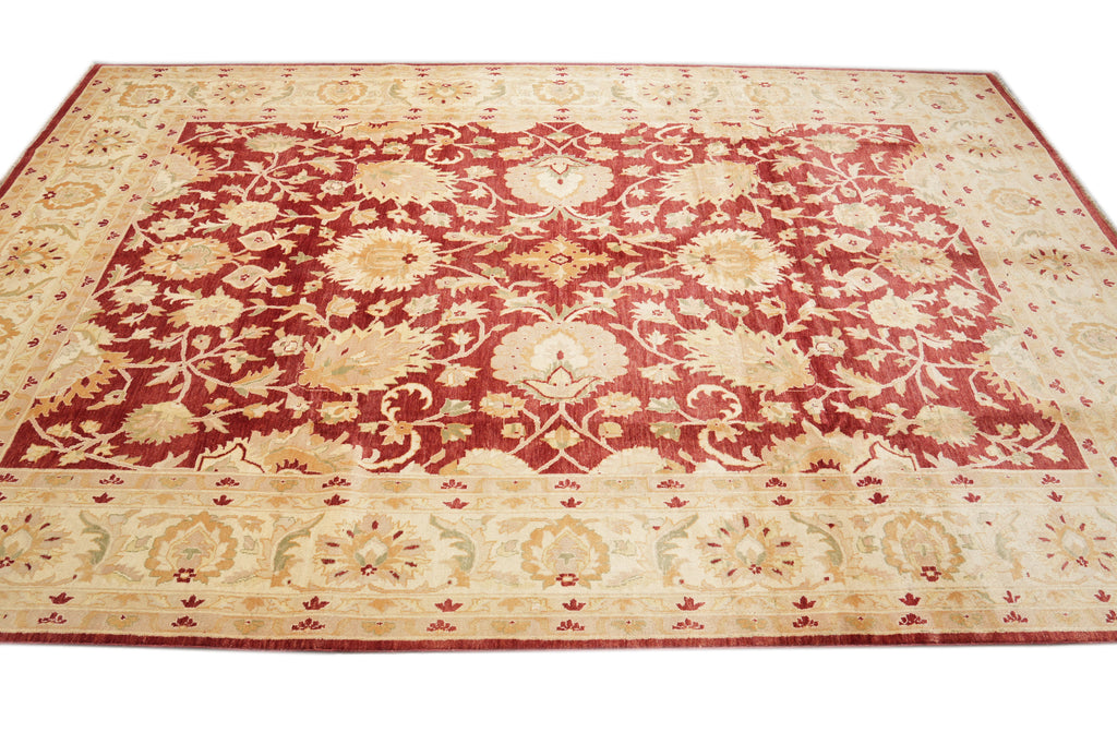 10 x 14.8 Beautiful Zigler Rug Hand-Knotted in Pakistan Natural Wool Veggie Dyed #F-4302