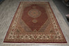 Load image into Gallery viewer, 6.9 x 10 Ruby Red Wool &amp; Silk Tabriz Mahi Rug - view 3
