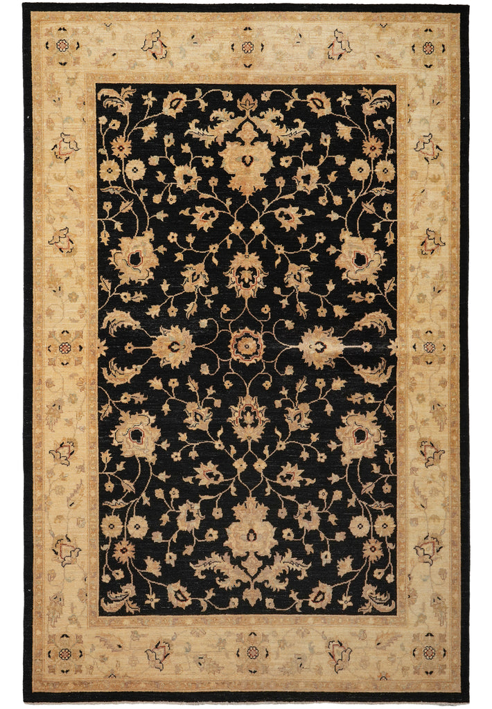 6 x 9 Black Chobi Peshawar Rug 22729