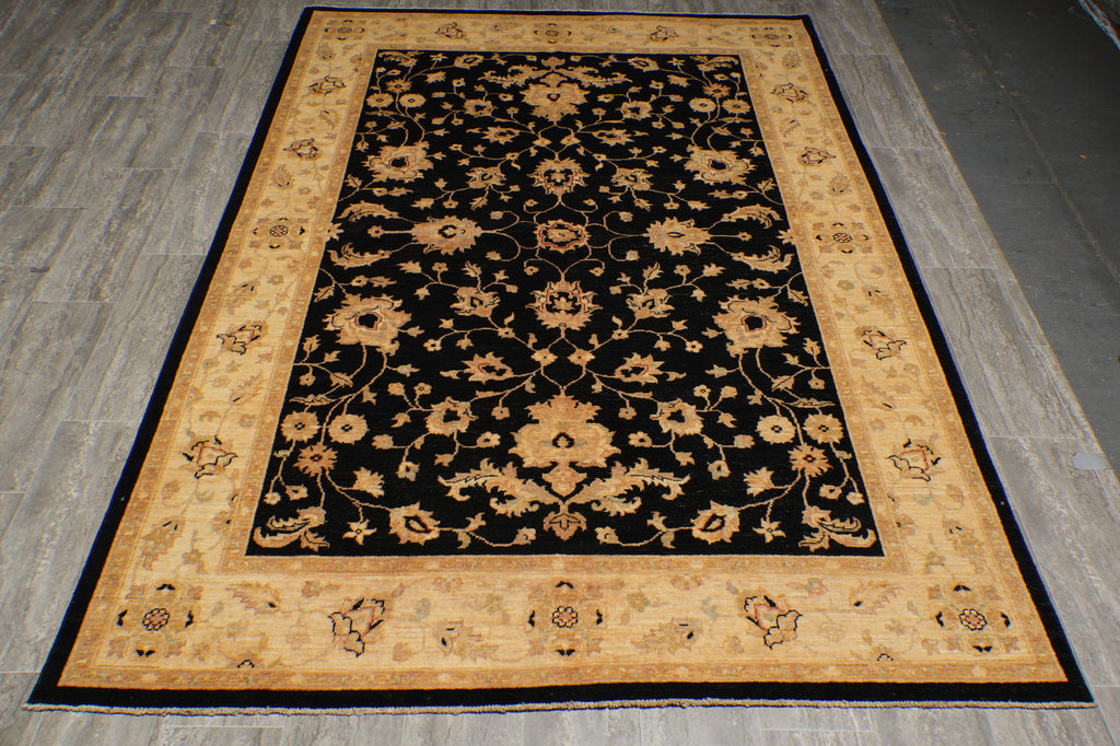 6 x 9 Black Chobi Peshawar Rug 22729