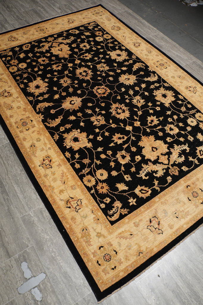 6 x 9 Black Chobi Peshawar Rug 22729