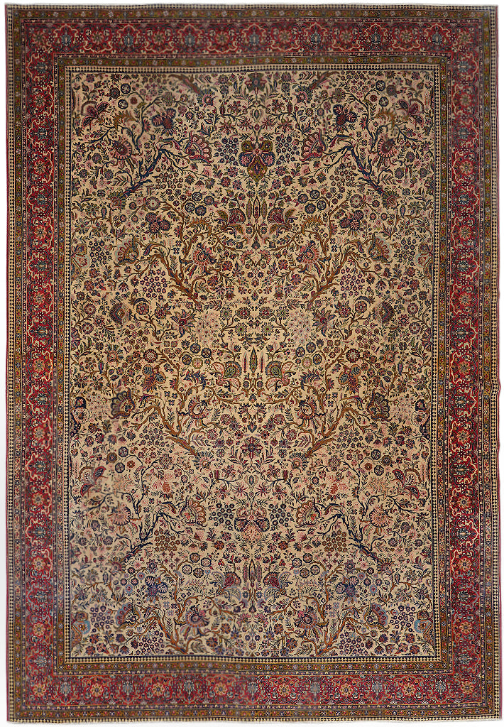 10 x 13.7 Semi-Antique Persian Tabriz Wool Rug Trees #F-4306