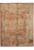 Load image into Gallery viewer, A rectangular vintage-style area rug with an ornate medallion and floral pattern in muted dusty pink, beige, sage green, and terracotta tones, shown flat against a white background.