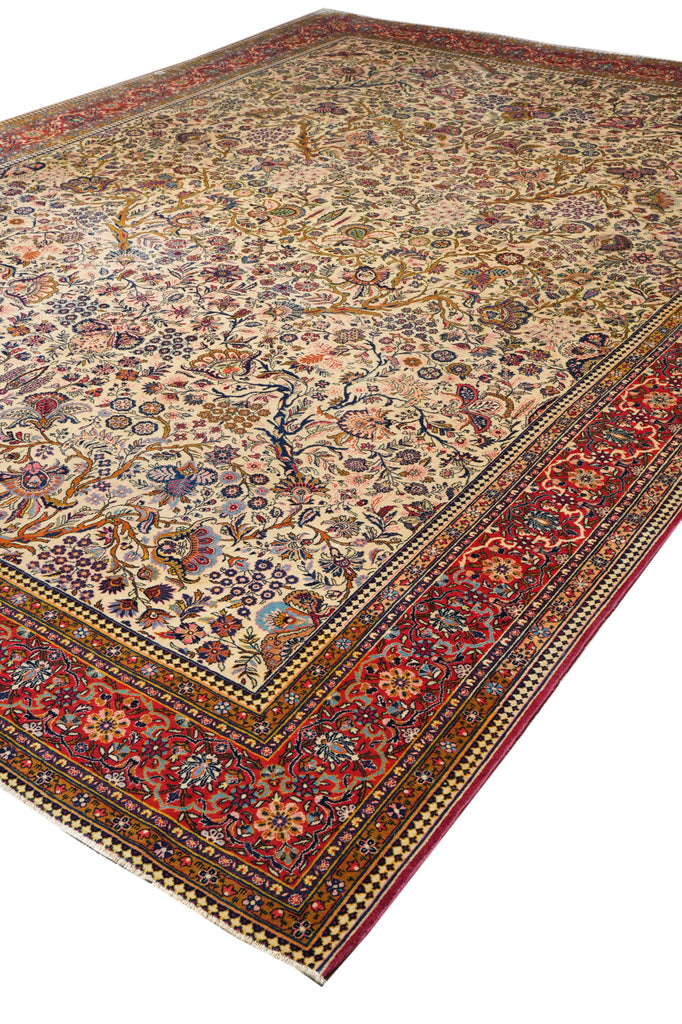 10 x 13.7 Semi-Antique Persian Tabriz Wool Rug Trees #F-4306