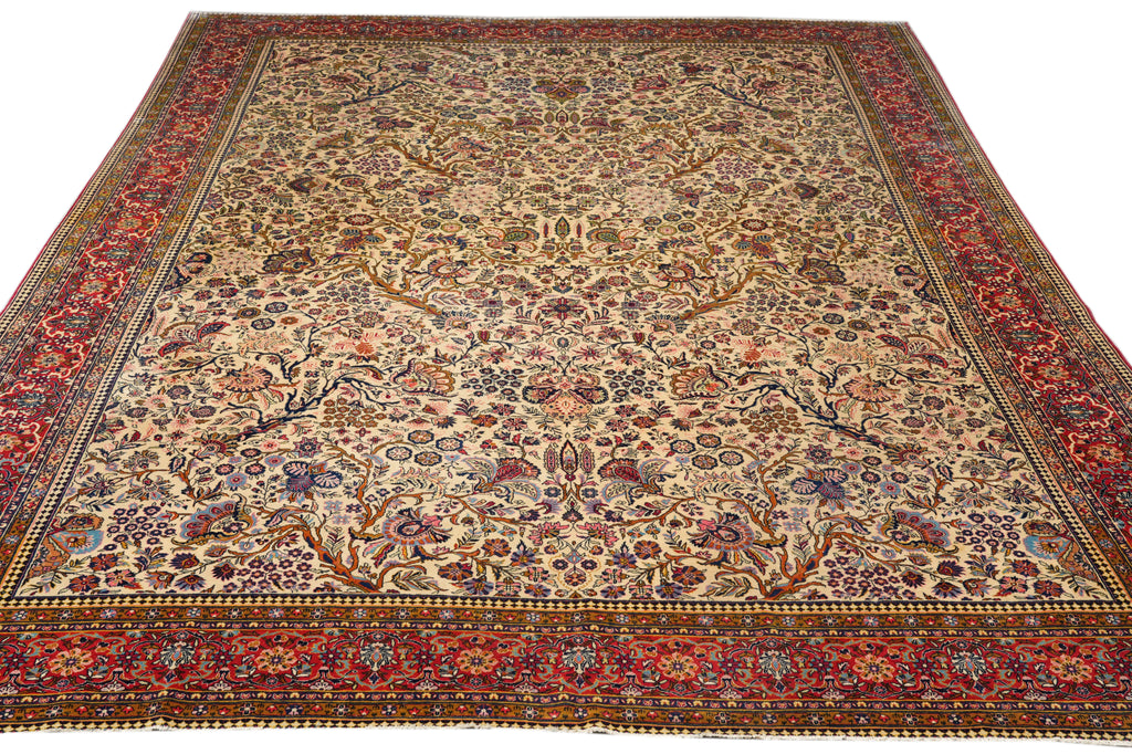 10 x 13.7 Semi-Antique Persian Tabriz Wool Rug Trees #F-4306