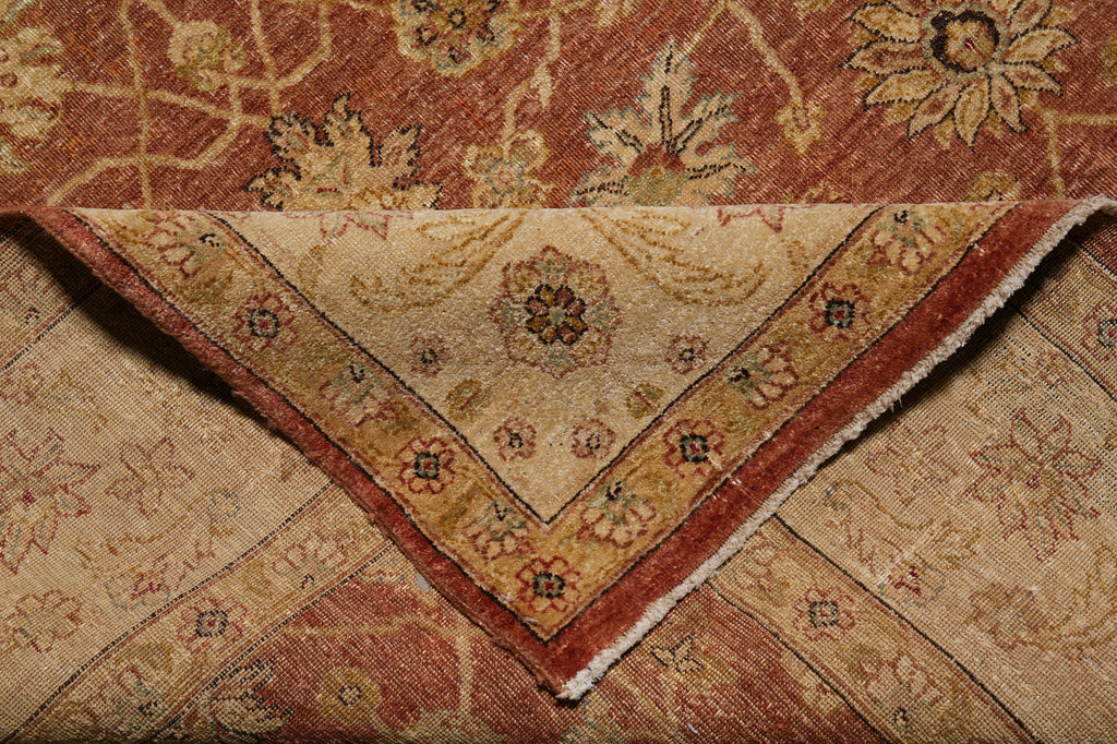 7.6 x 9.5 Hand-Knotted Agra Rug Natural Wool Rust Gold Inventory Clearance Sale #PIX-804-70