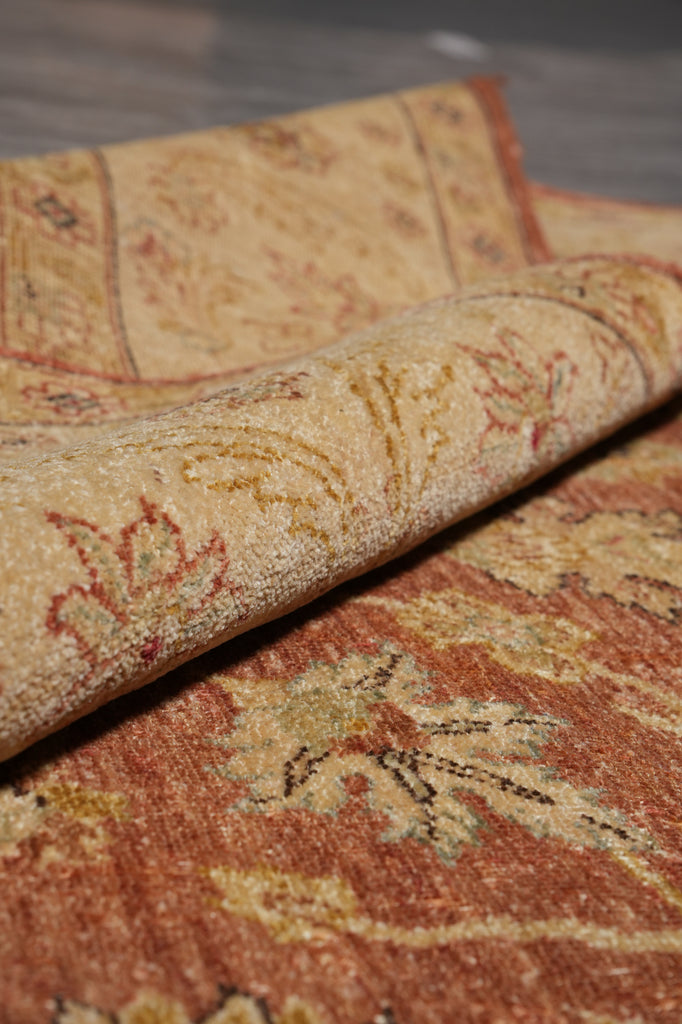 7.6 x 9.5 Hand-Knotted Agra Rug Natural Wool Rust Gold Inventory Clearance Sale #PIX-804-70