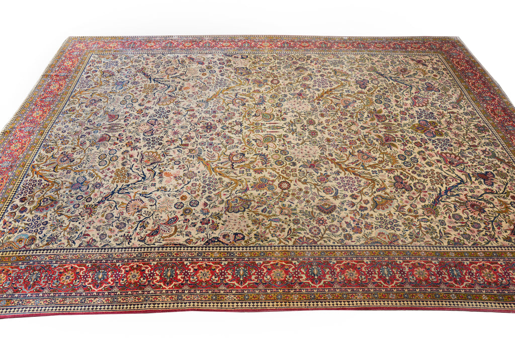 10 x 13.7 Semi-Antique Persian Tabriz Wool Rug Trees #F-4306