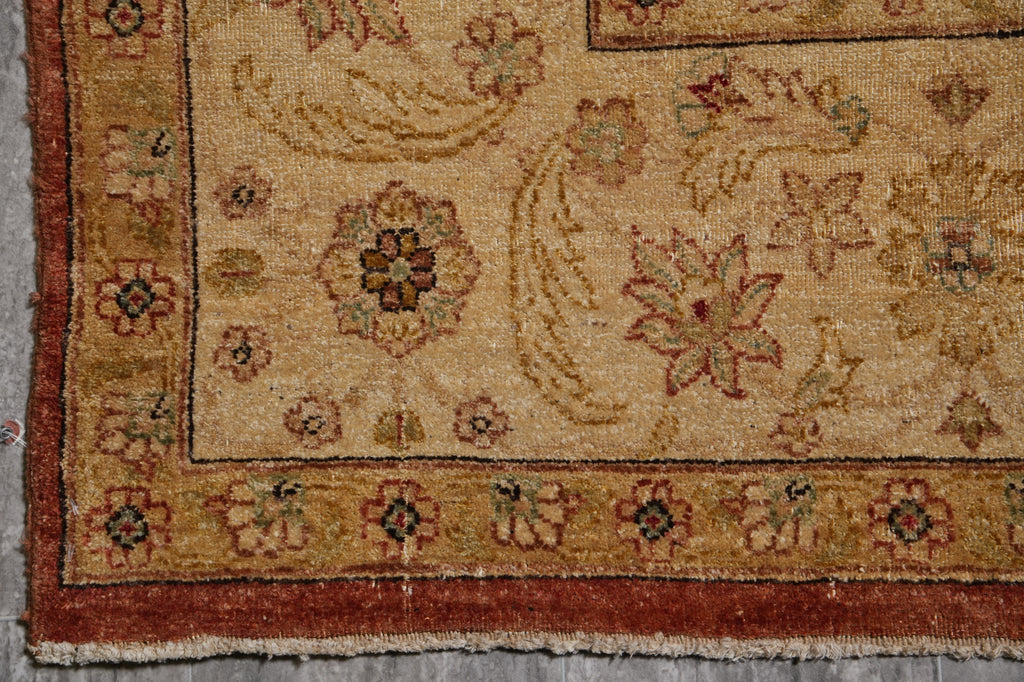 7.6 x 9.5 Hand-Knotted Agra Rug Natural Wool Rust Gold Inventory Clearance Sale #PIX-804-70