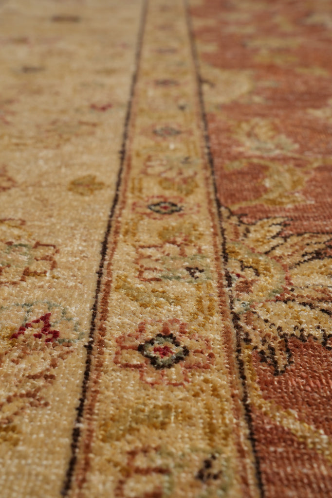 7.6 x 9.5 Hand-Knotted Agra Rug Natural Wool Rust Gold Inventory Clearance Sale #PIX-804-70