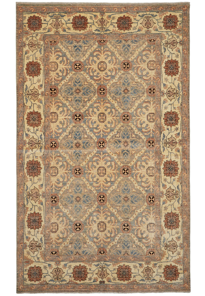 5.9 x 9 Gray Slate Blue Chobi Peshawar Rug 20204