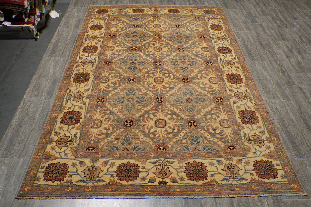 5.9 x 9 Gray Slate Blue Chobi Peshawar Rug 20204