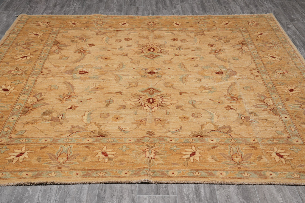 8 x 8 Feet Square Fine Natural Wool Chobi Peshawar Rug #PIX-6807