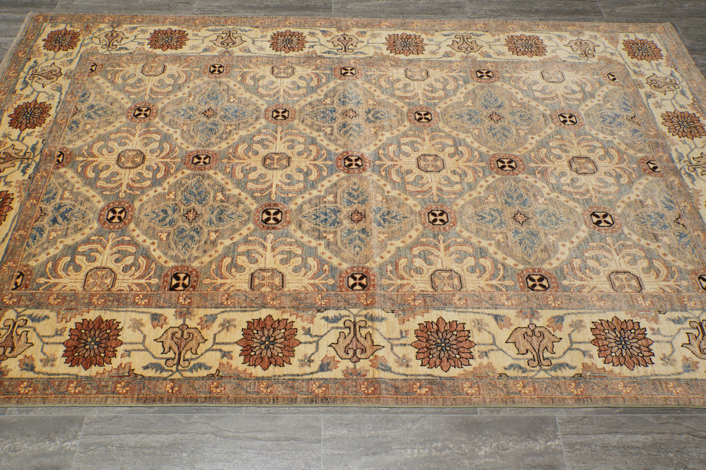 5.9 x 9 Gray Slate Blue Chobi Peshawar Rug 20204