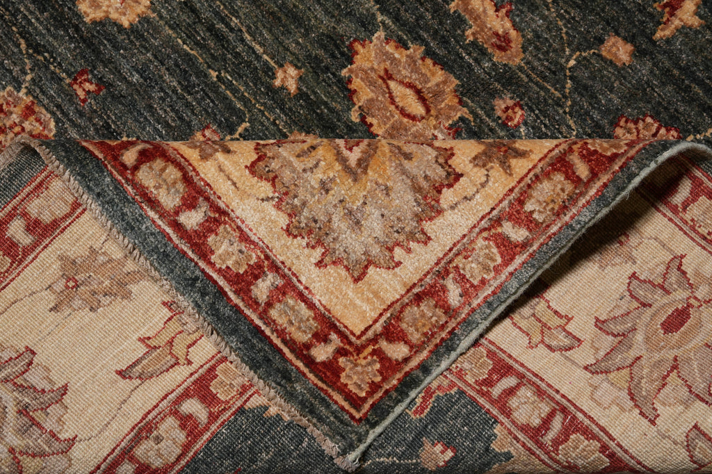 8 x 8 Feet Square Dark Green Quality Peshawar Chobi Zigler Rug #PIX-3771