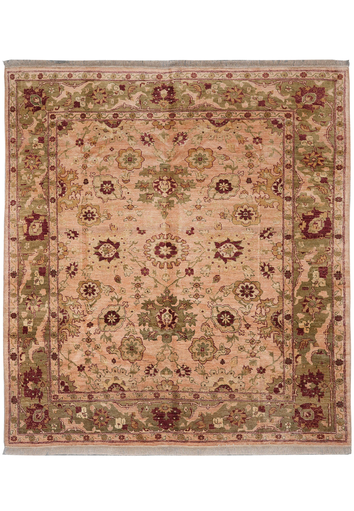 8 x 8.5 Hand-Knotted Jaipur Rug Quality Wool Peach Green