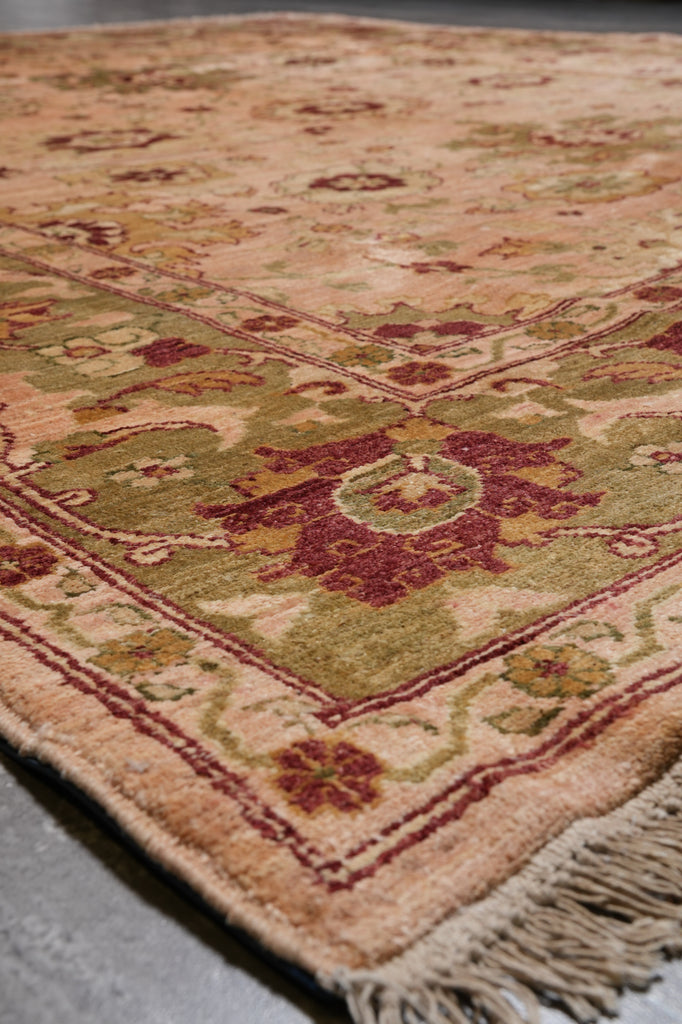 8 x 8.5 Hand-Knotted Jaipur Rug Quality Wool Peach Green #PIX-15973
