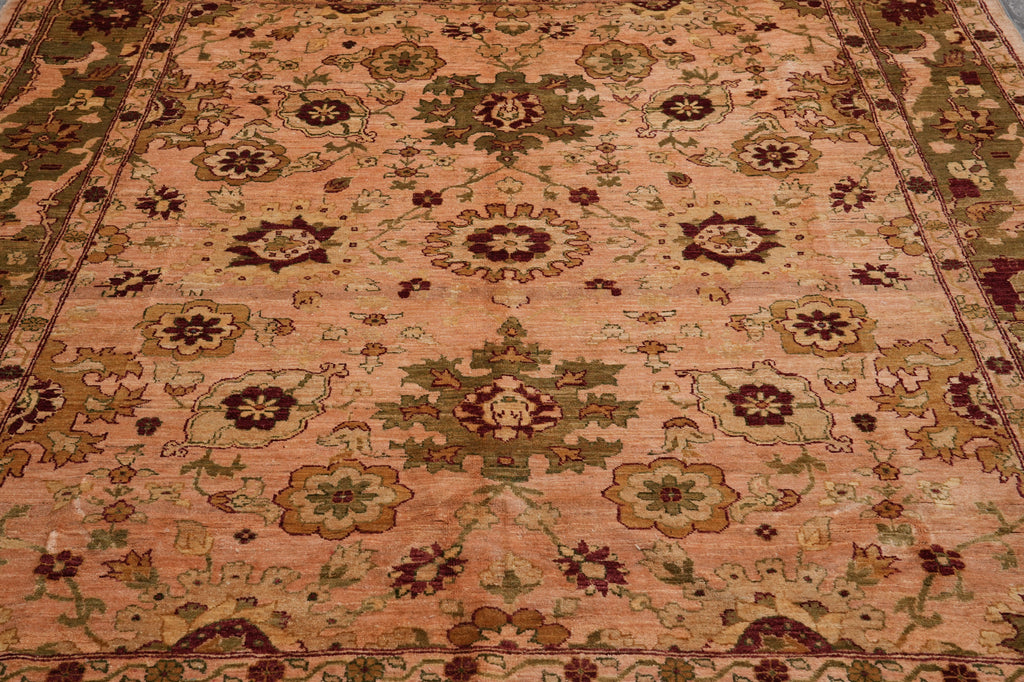 8 x 8.5 Hand-Knotted Jaipur Rug Quality Wool Peach Green #PIX-15973