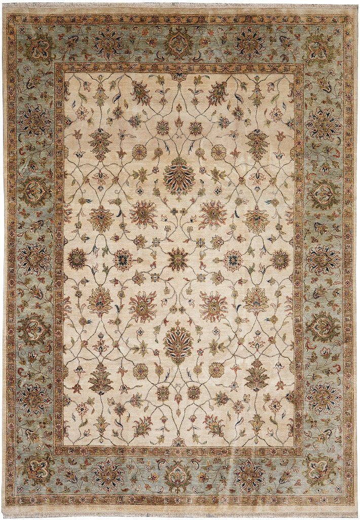 8.9 x 11.9 Beautiful Quality Agra Rug Ivory Light Blue #F-4310