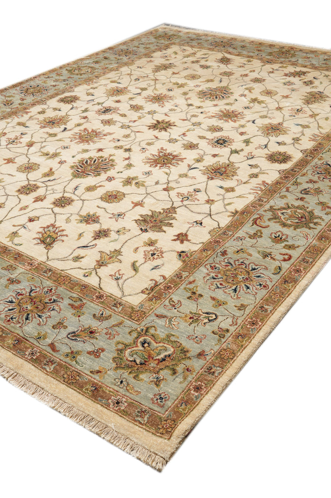 8.9 x 11.9 Beautiful Quality Agra Rug Ivory Light Blue #F-4310