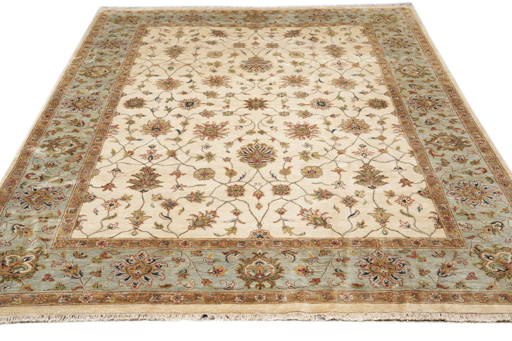 8.9 x 11.9 Beautiful Quality Agra Rug Ivory Light Blue #F-4310