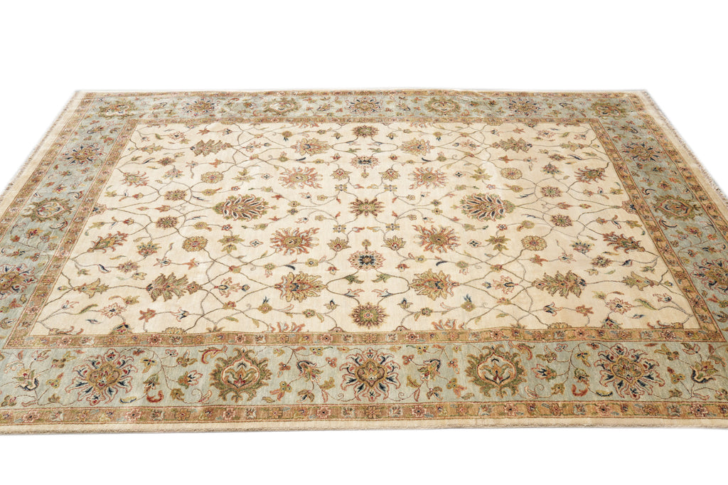 8.9 x 11.9 Beautiful Quality Agra Rug Ivory Light Blue #F-4310