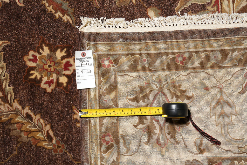 9 x 12 Brown Handmade Agra Rug #F-4311